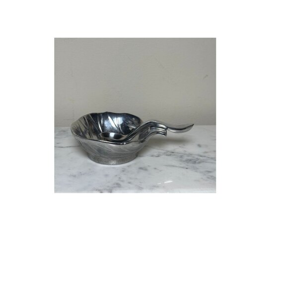 Mexican Molcajete Salsa Pewter Serving Bowl With Spoon 5" Dip Nuts Bowl - Picture 2 of 5